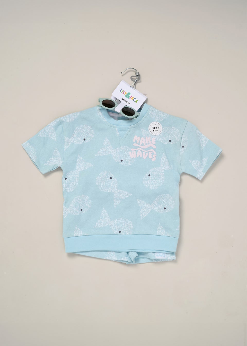 Lily & Jack  Printed Tee Shorts & Round Sunglasses Outfit Set (2-4 yrs)