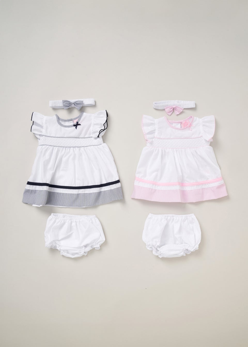 Rock a Bye Baby Two Pack Dress Knickers & Bow Headband Outfit Set (9-24 mnths)