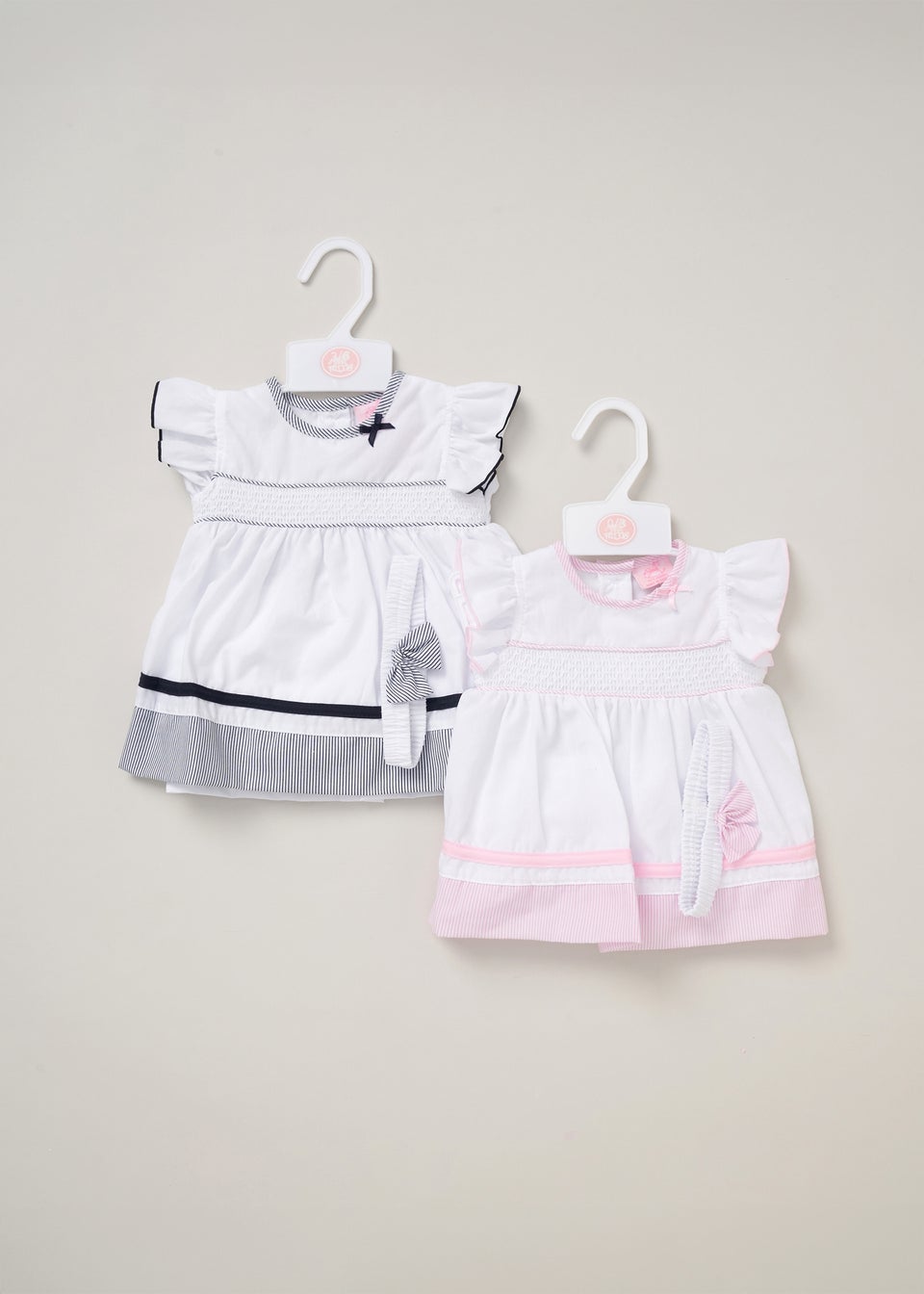 Rock a Bye Baby Two Pack Dress Knickers & Bow Headband Outfit Set (9-24 mnths)