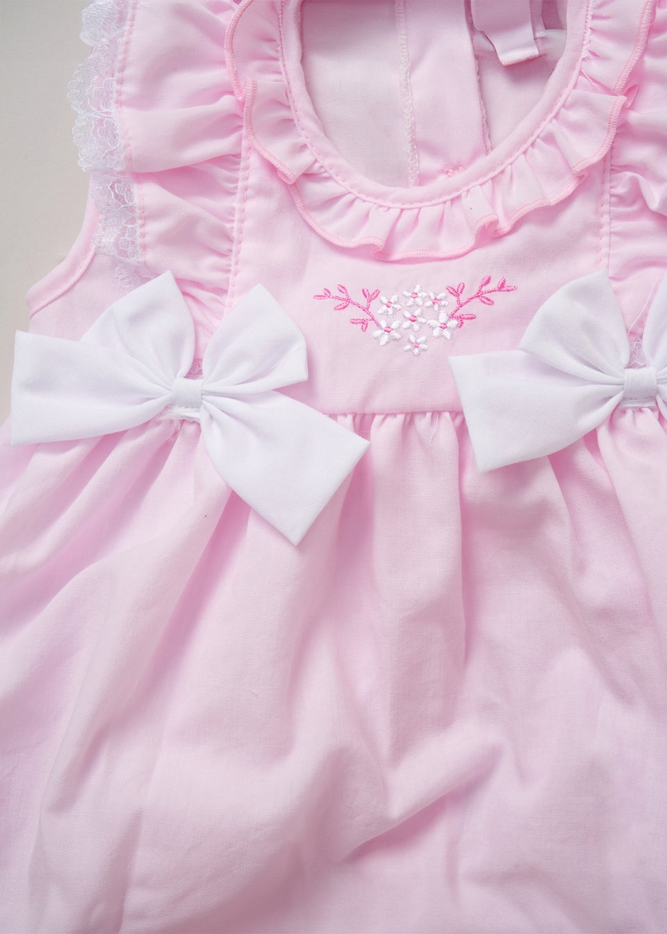 Rock a Bye Baby Soft Pink Dress Knickers & Bow Headband Outfit Set (9-24 mnths)