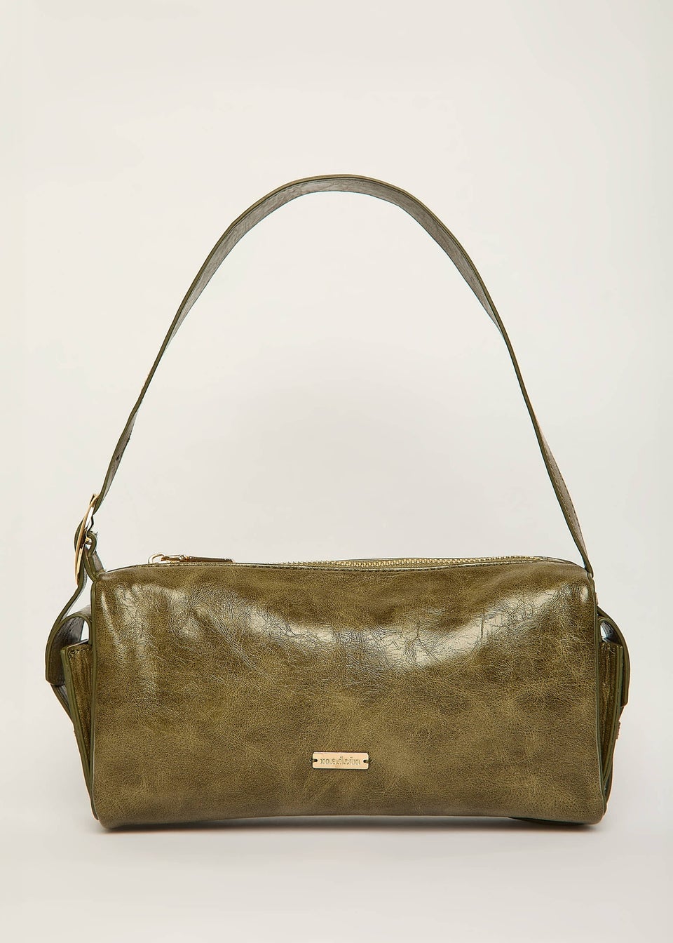 Madein Olive Nora Pressed PU Box Shoulder Bag