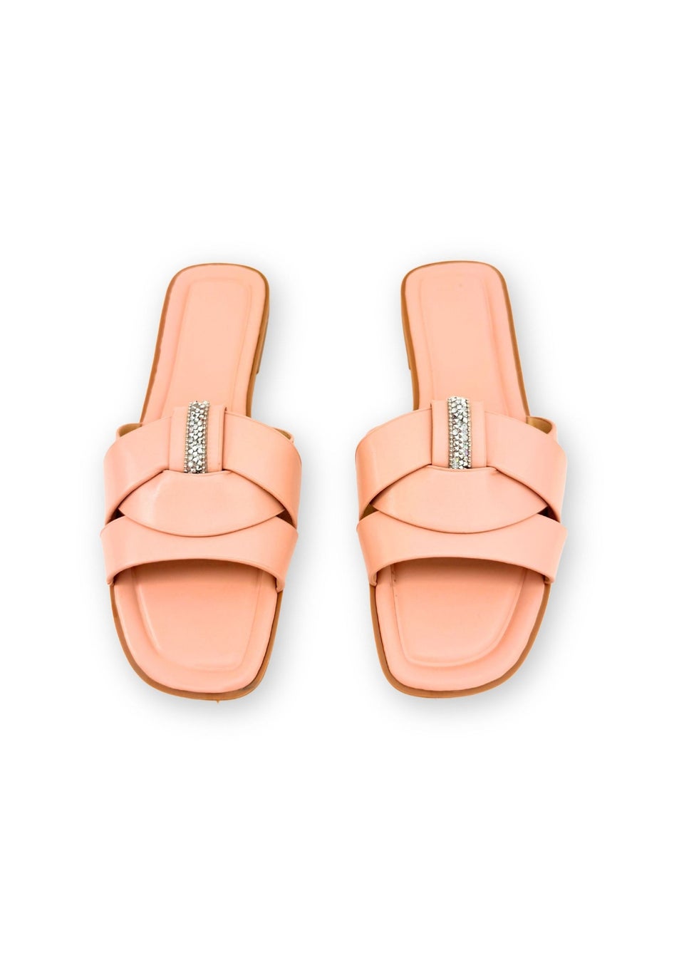 Love Lemonade Pink Sparkly Crystal Wrap Flat Sliders