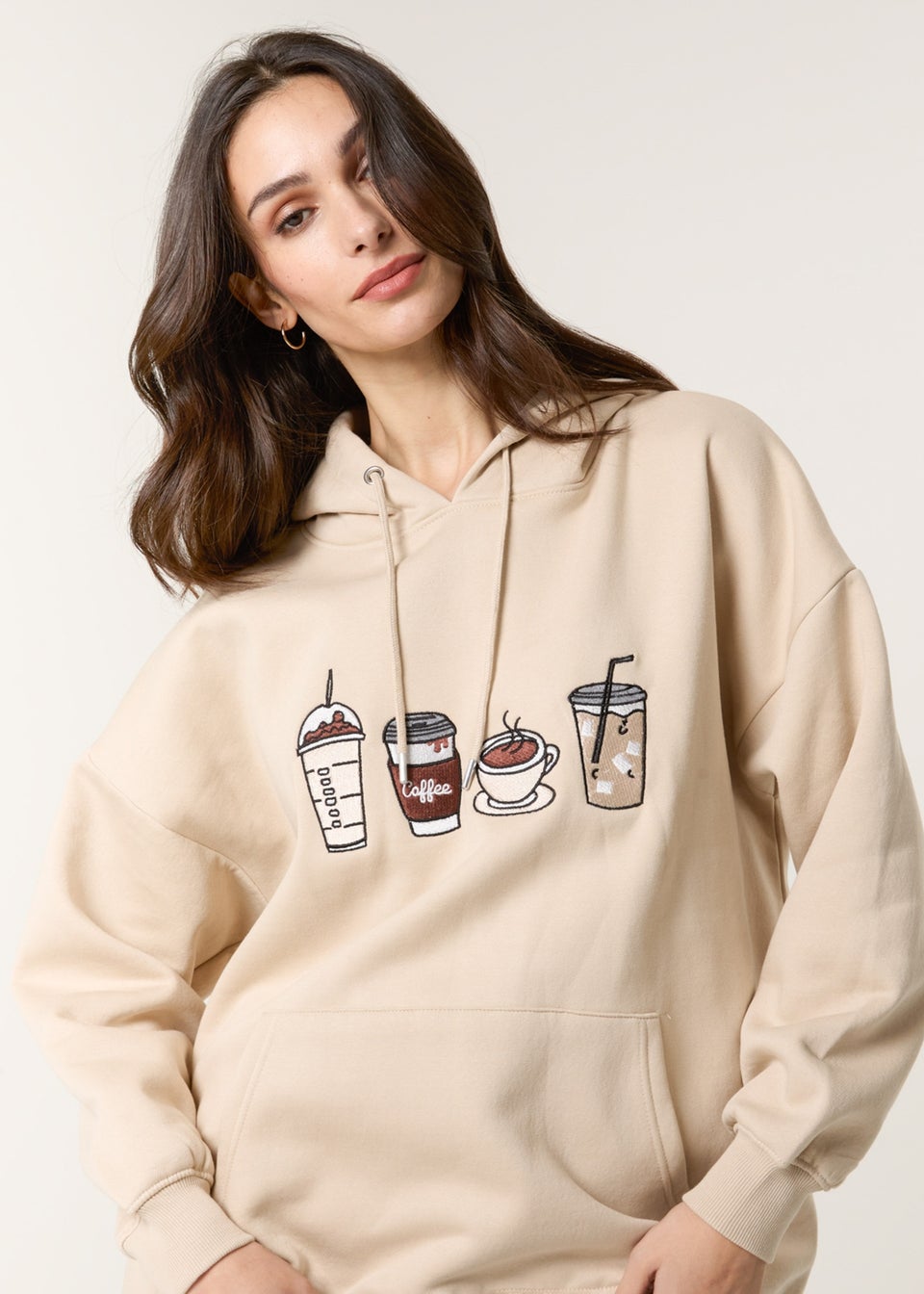 Blue Vanilla Stone Coffee Embroidered Hoodie