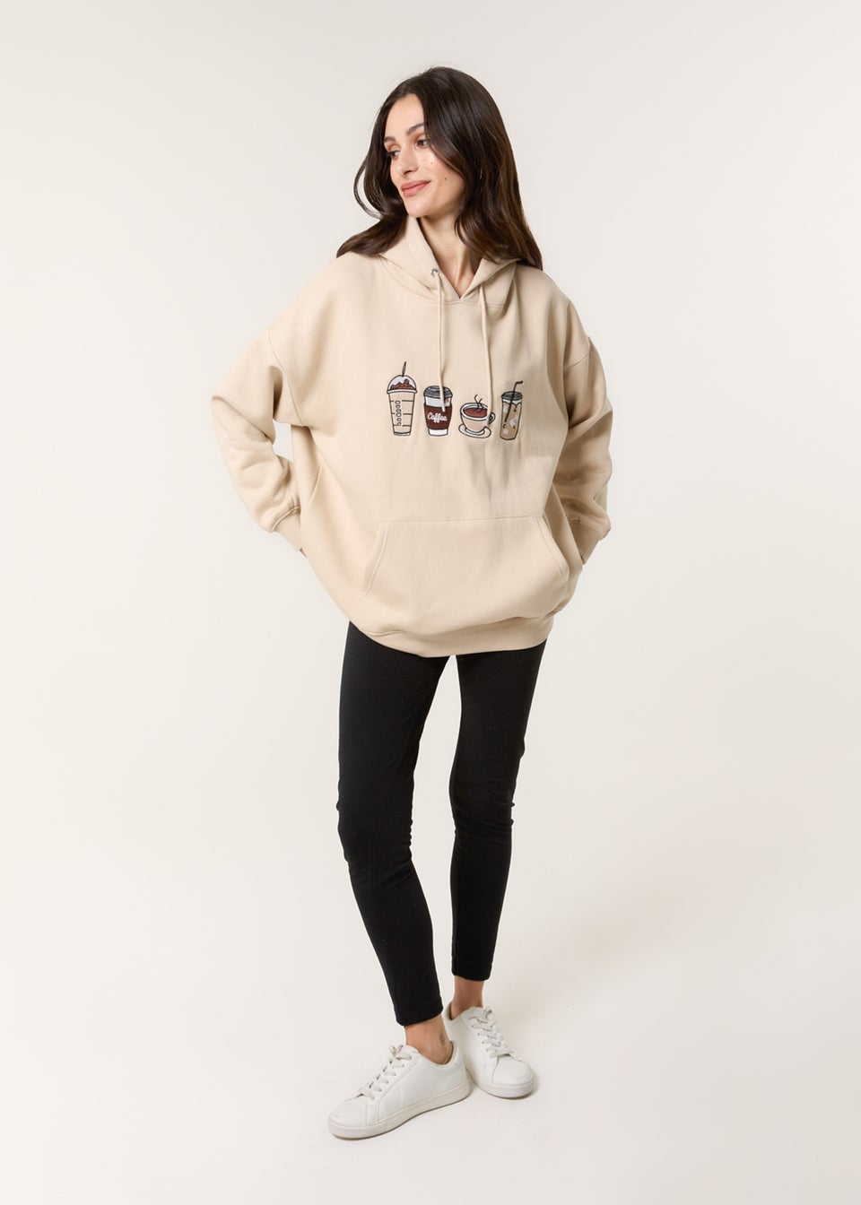 Blue Vanilla Stone Coffee Embroidered Hoodie