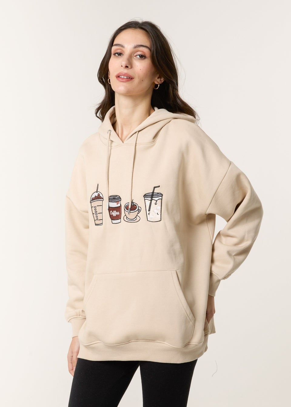 Blue Vanilla Stone Coffee Embroidered Hoodie