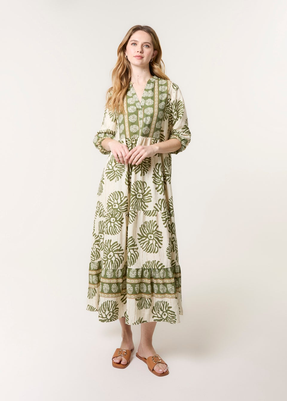 Blue Vanilla Khaki Oversized Smock Dress