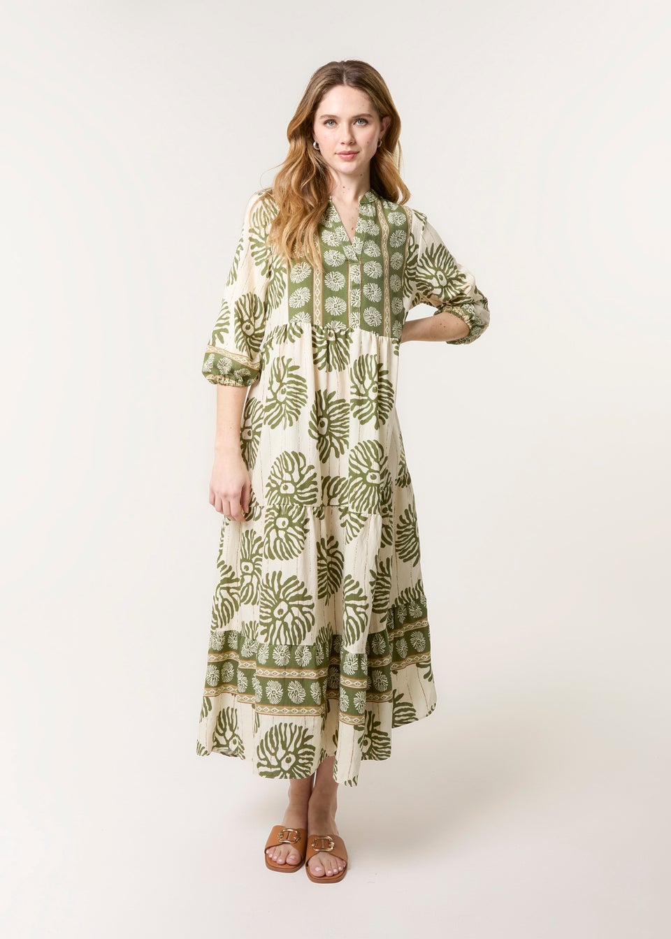 Blue Vanilla Khaki Oversized Smock Dress