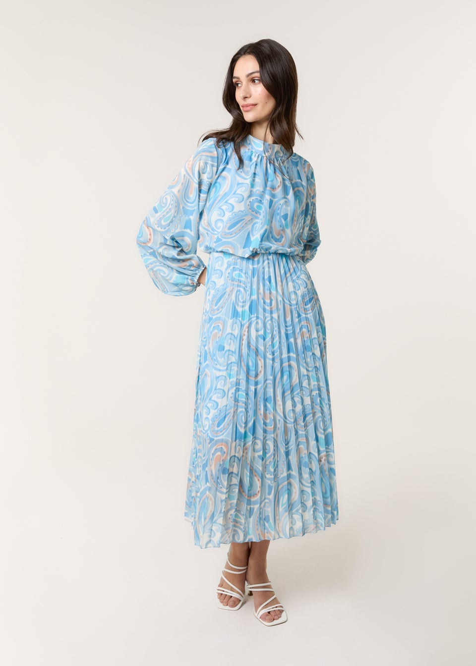 Blue Vanilla Blue Watercolour Paisley Dress