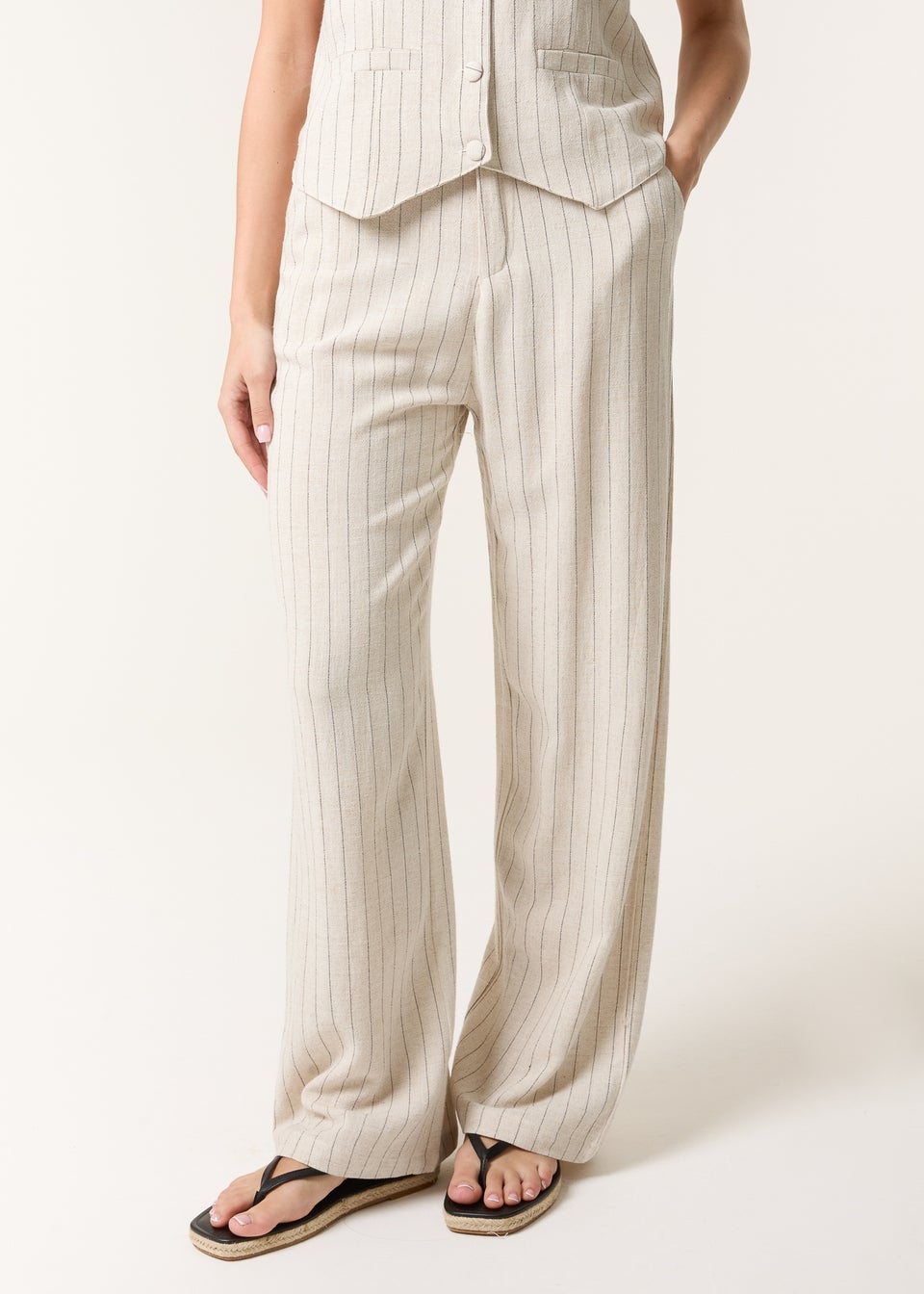 Blue Vanilla Linen Pinstripe Drawstring Trousers