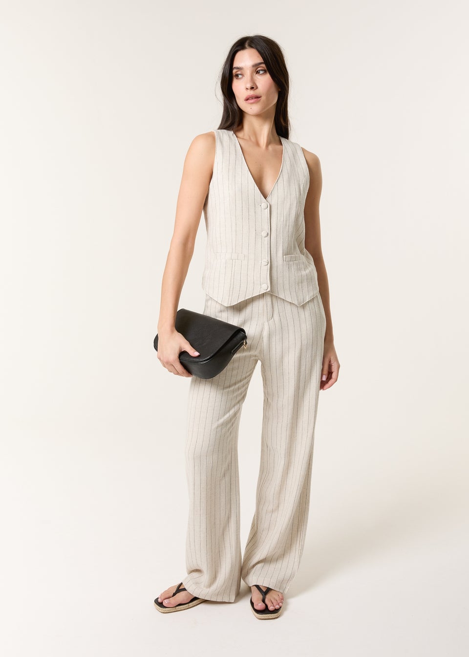 Blue Vanilla Linen Pinstripe Drawstring Trousers