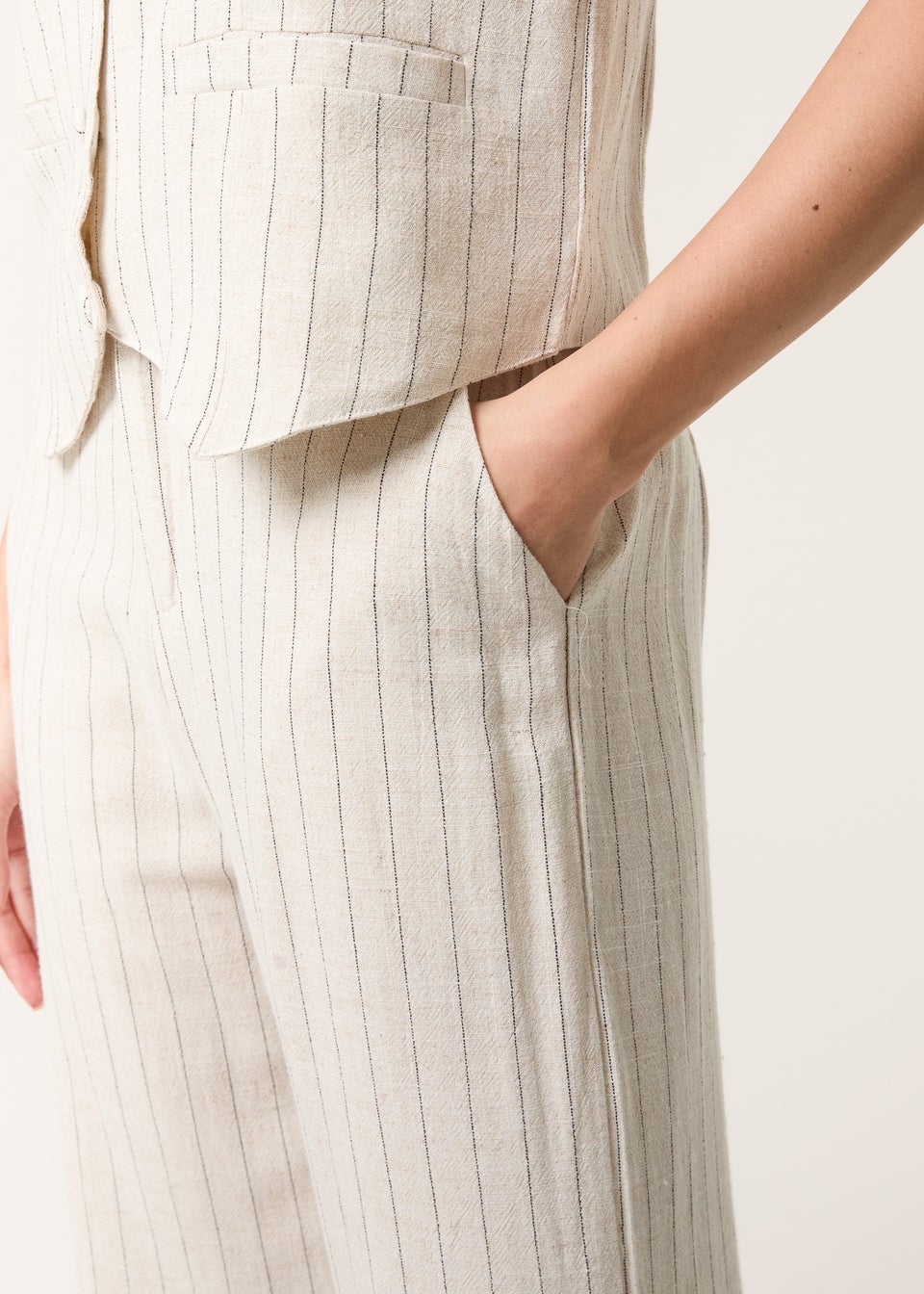 Blue Vanilla Linen Pinstripe Drawstring Trousers