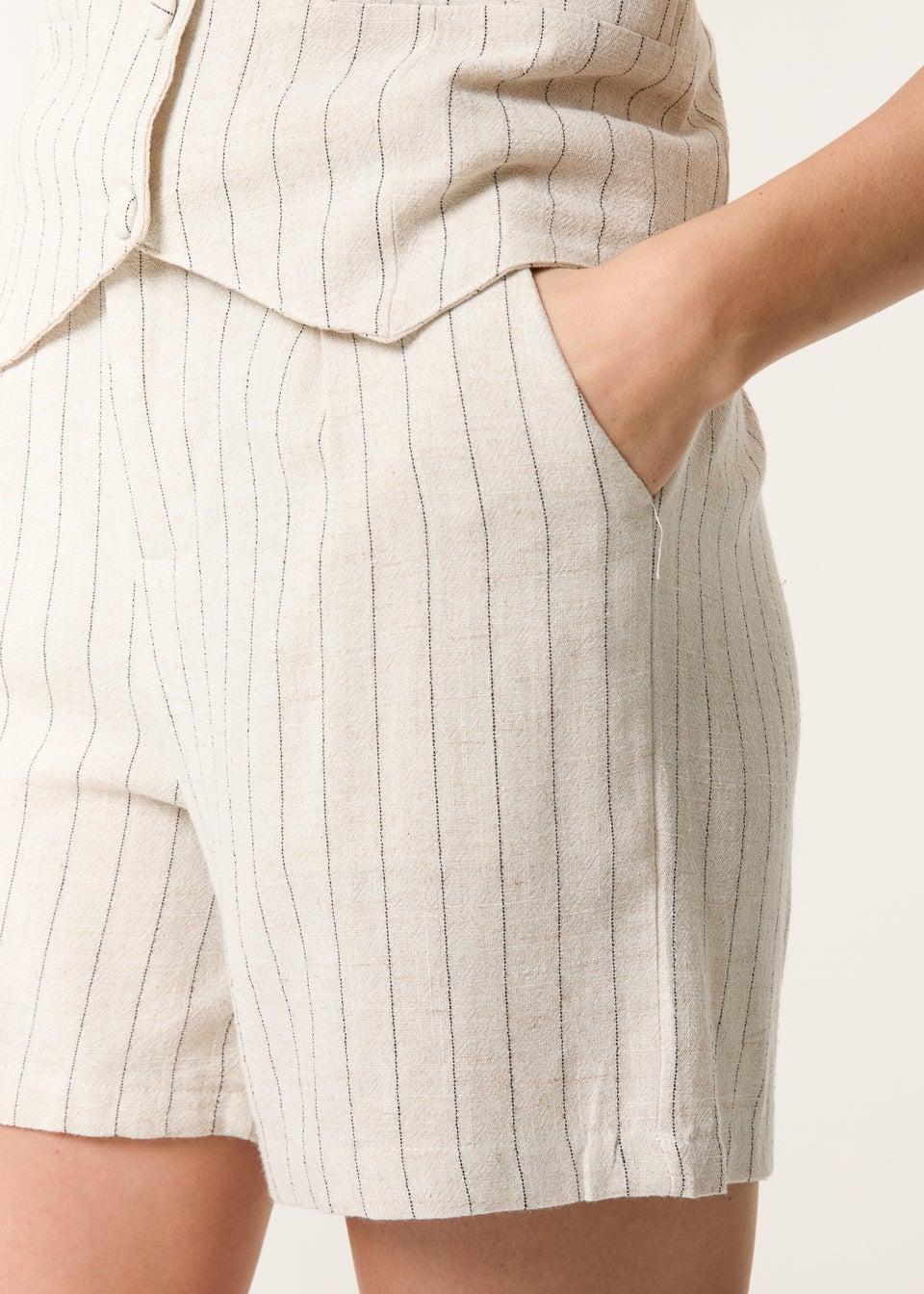 Blue Vanilla Linen Pinstripe Shorts