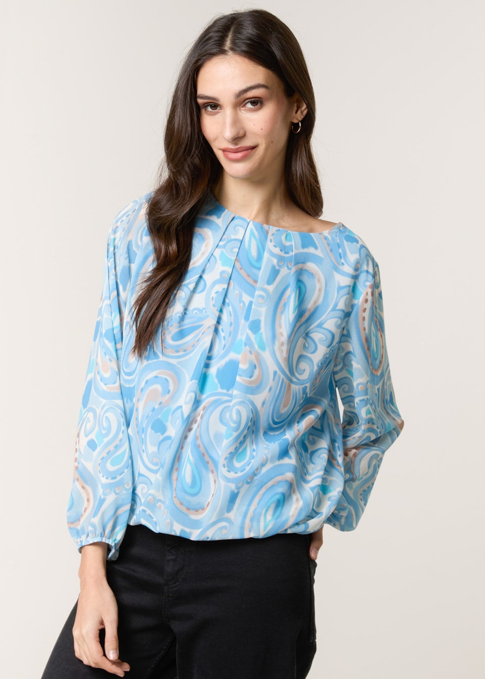 Blue Vanilla Blue Watercolour Paisley Top