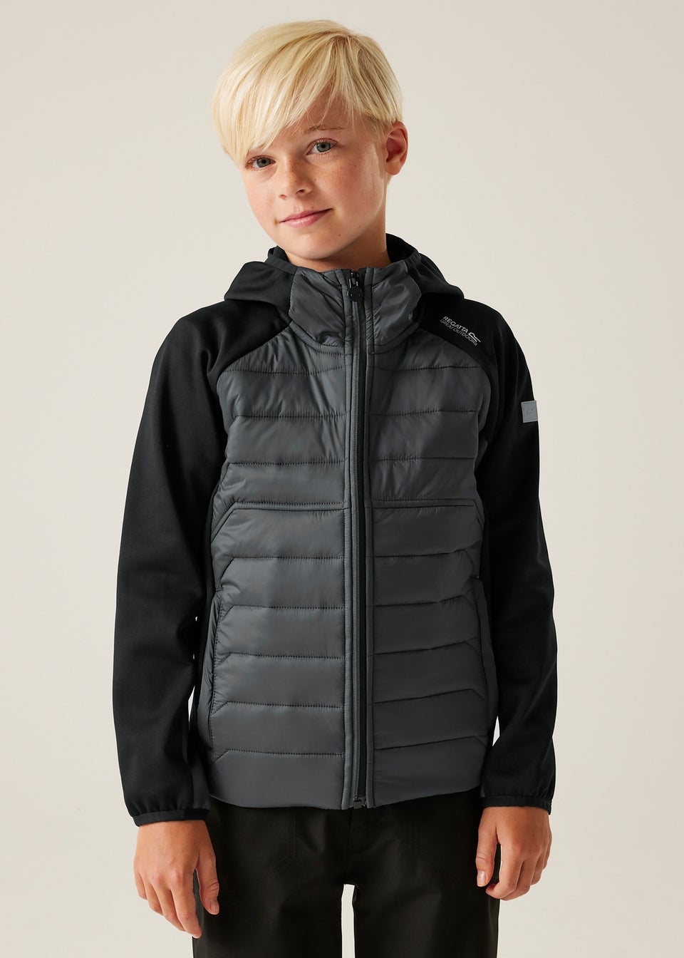 Regatta Black/Grey Kids Kielder IX Water Repellent Extol Stretch Jacket (3-16 yrs)