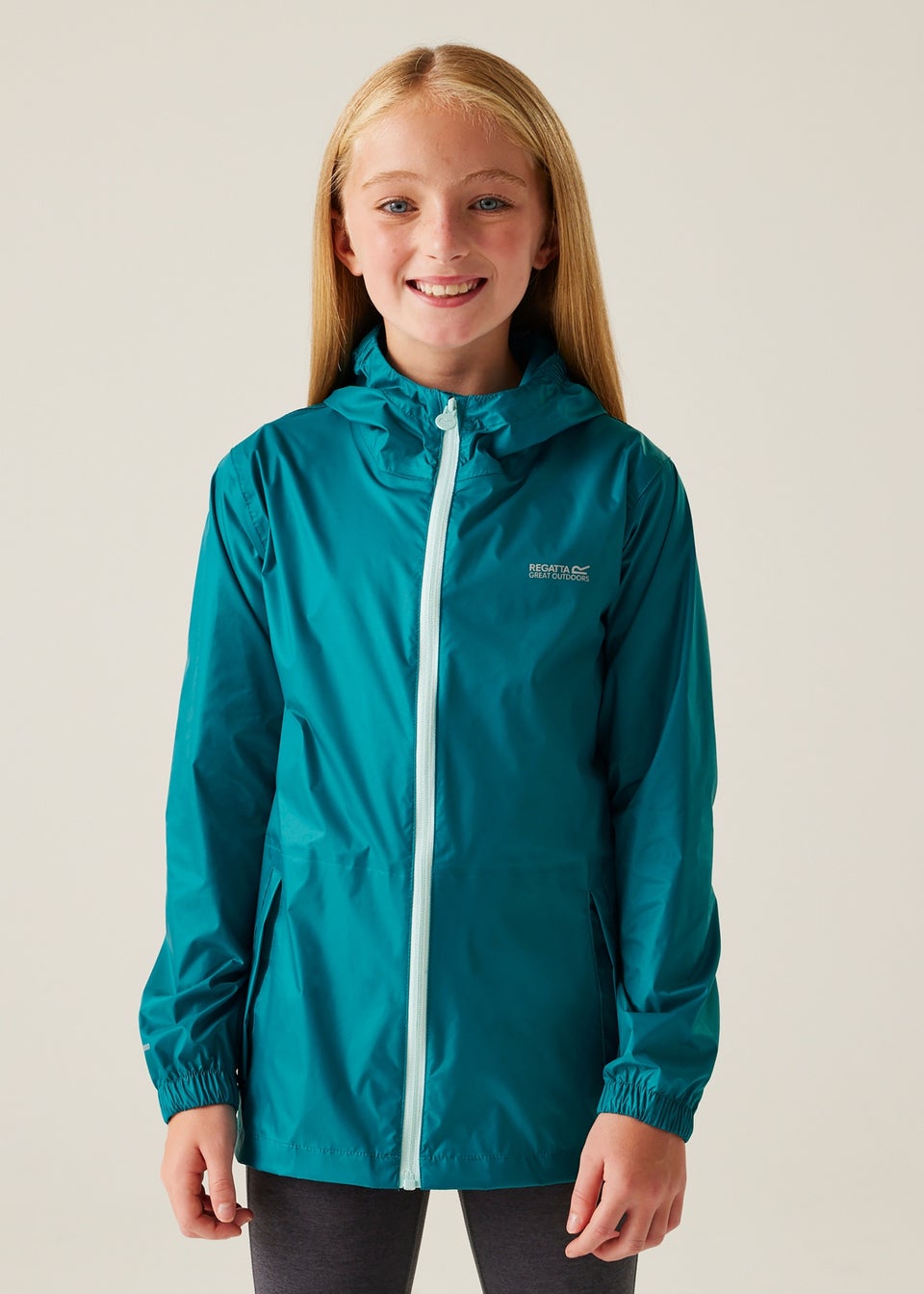 Regatta Teal Icy Morn Kids Pack-It III Waterproof Breathable Isolite Jacket (3- 16 yrs)