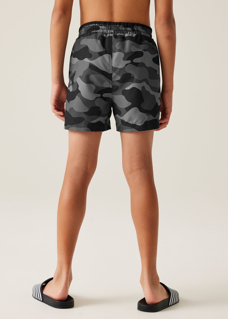 Regatta Grey Black Camo Kids Skander III Swim Shorts (3- 16 Yrs)
