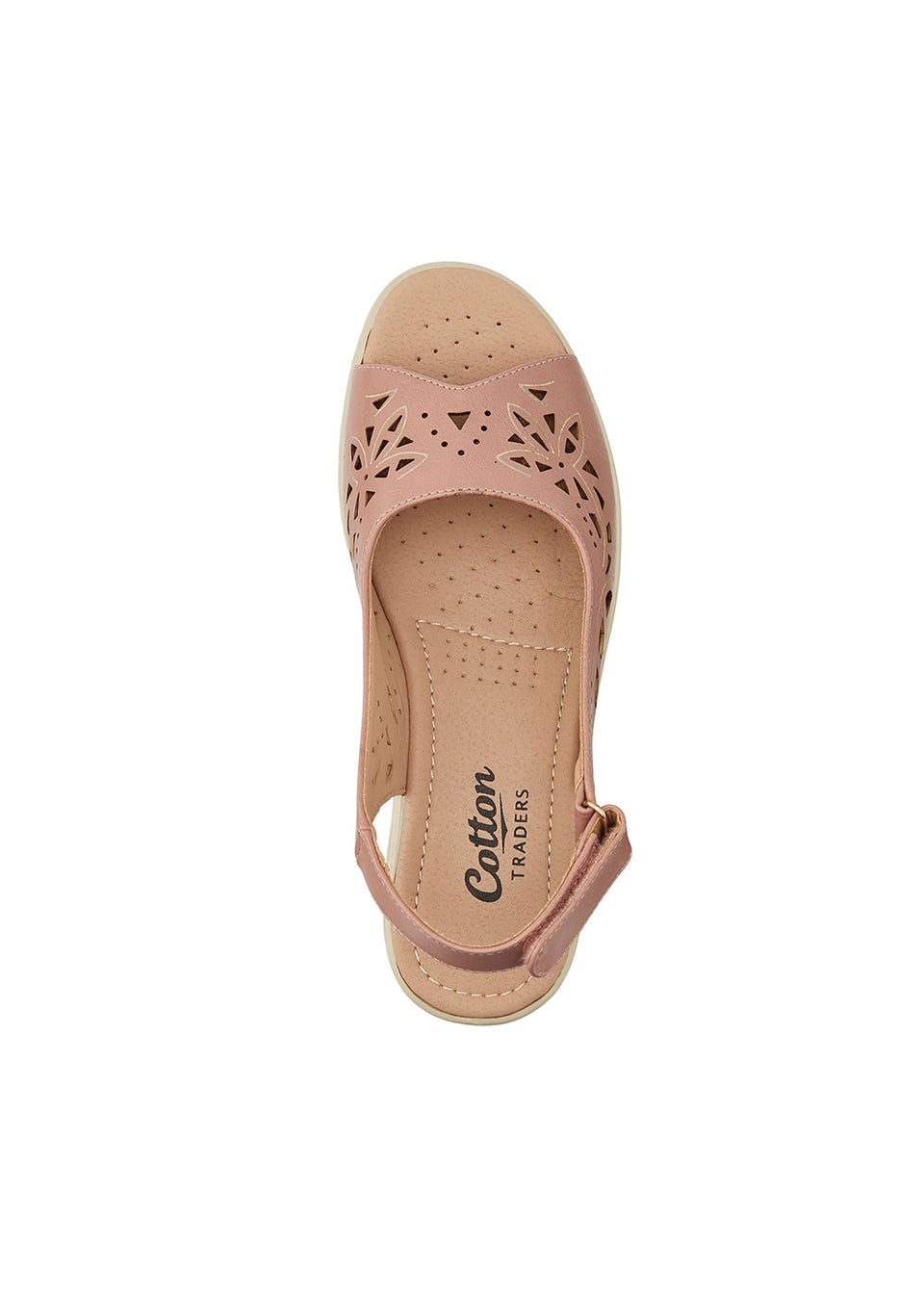 Cotton Traders Pink Flexisole Cutwork Peep Toe Sandals