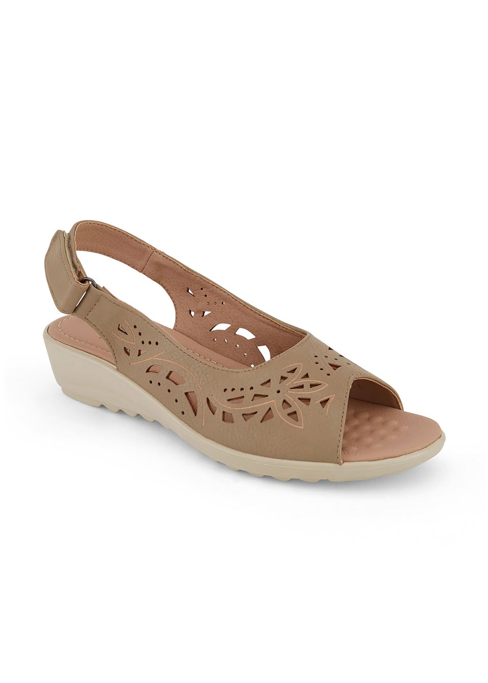 Cotton Traders Mushroom Flexisole Cutwork Peep Toe Sandals
