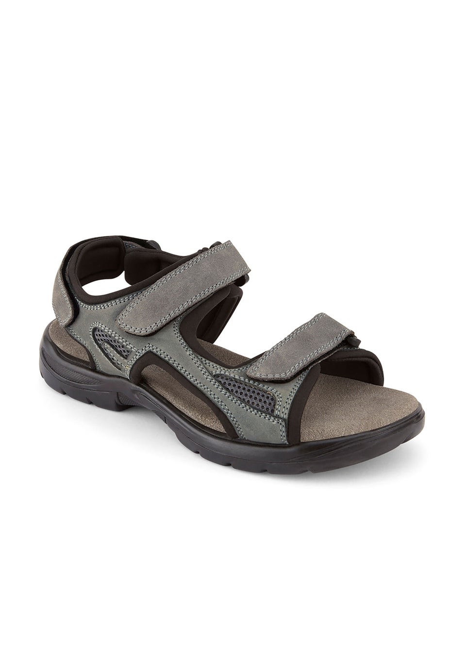 Cotton Traders Charcoal Leather Strider Sandals