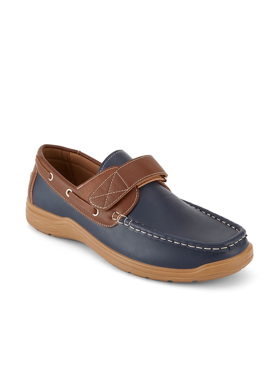 Cotton Traders Dark Blue Adjustable Boat Shoes