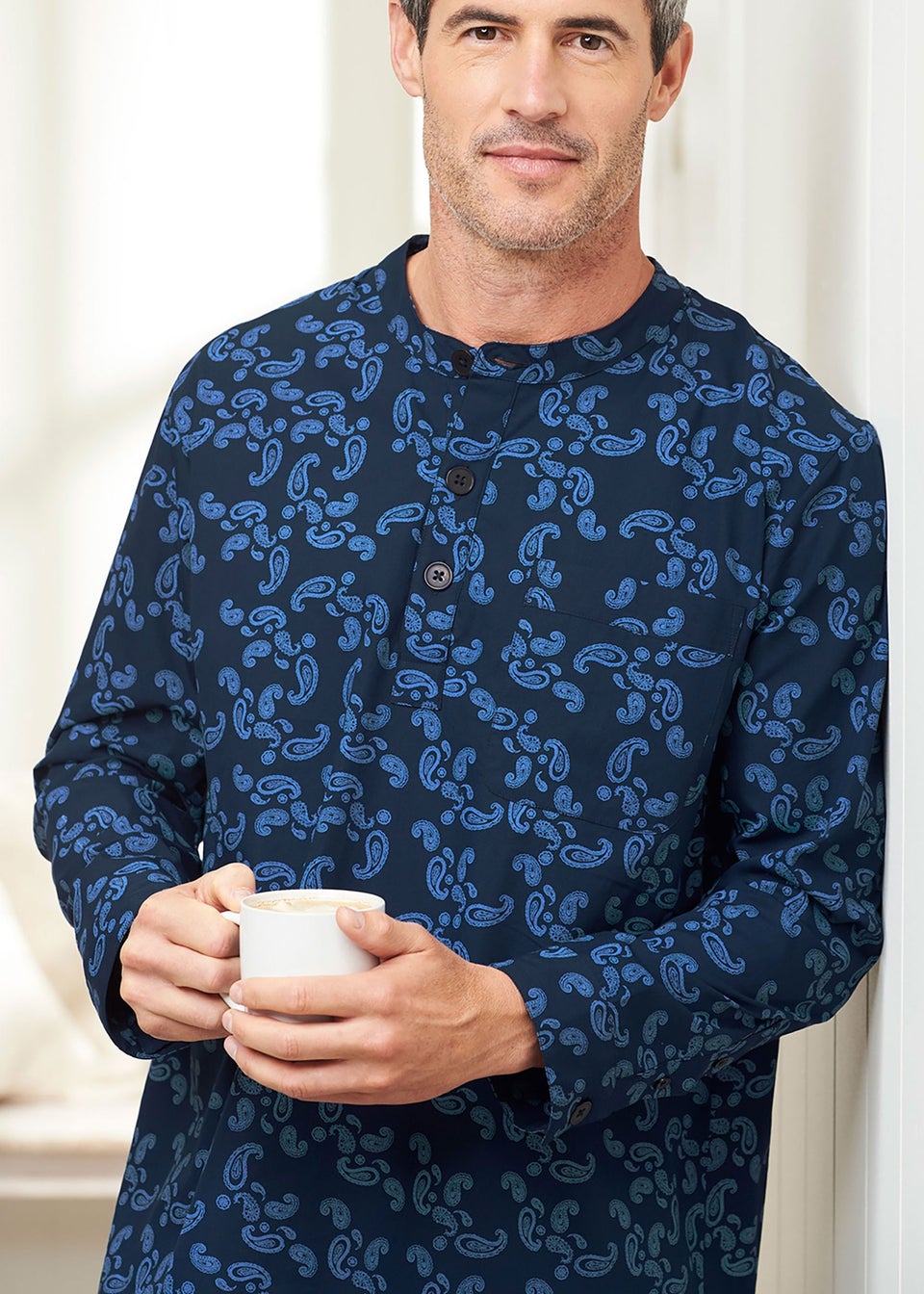 Cotton Traders Navy Woven Nightshirt