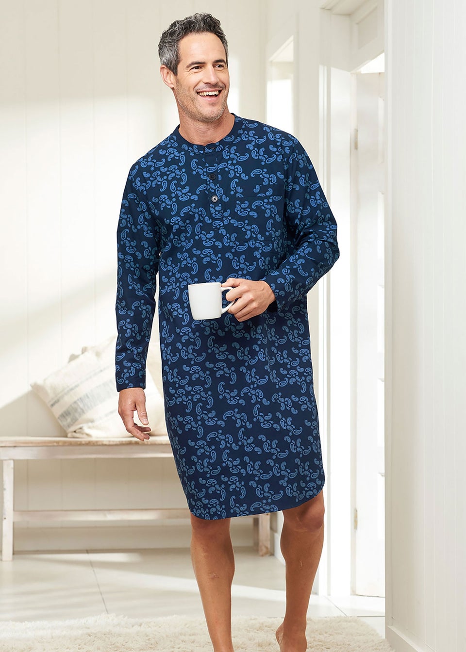 Cotton Traders Navy Woven Nightshirt