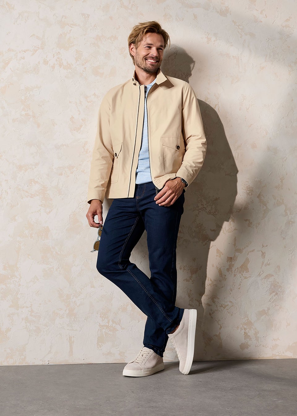 Cotton Traders Beige Jersey Lined Jacket
