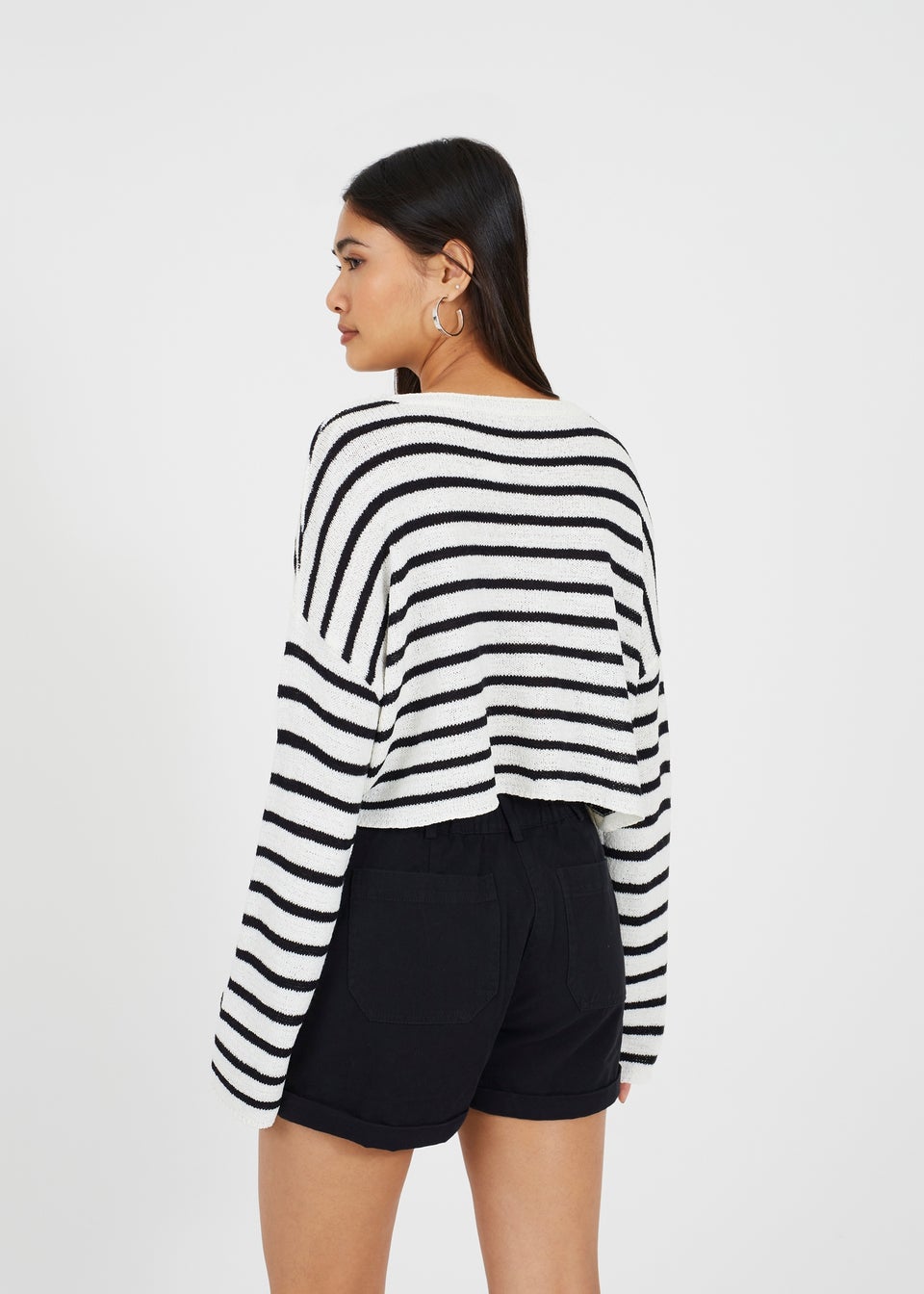 Brave Soul White Lightweight Stripe Jumper