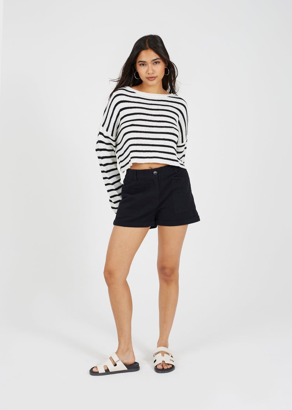 Brave Soul White Lightweight Stripe Jumper