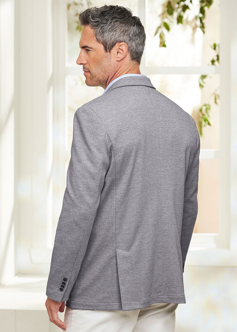 Cotton Traders Chalk Grey Textured Jersey Blazer