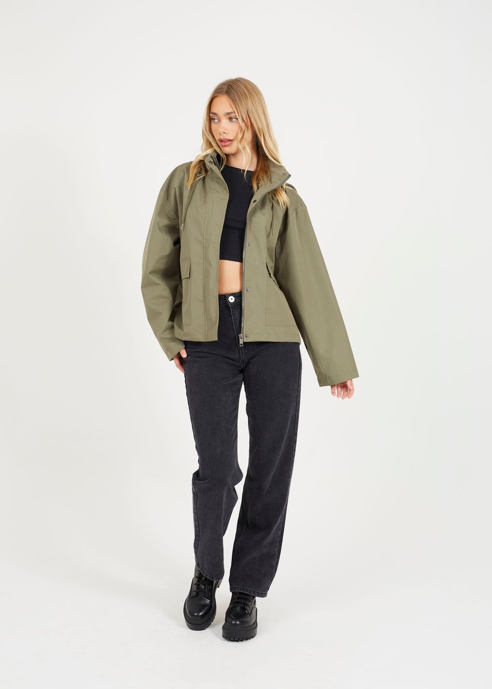 Brave Soul Khaki Short Coated Jacket