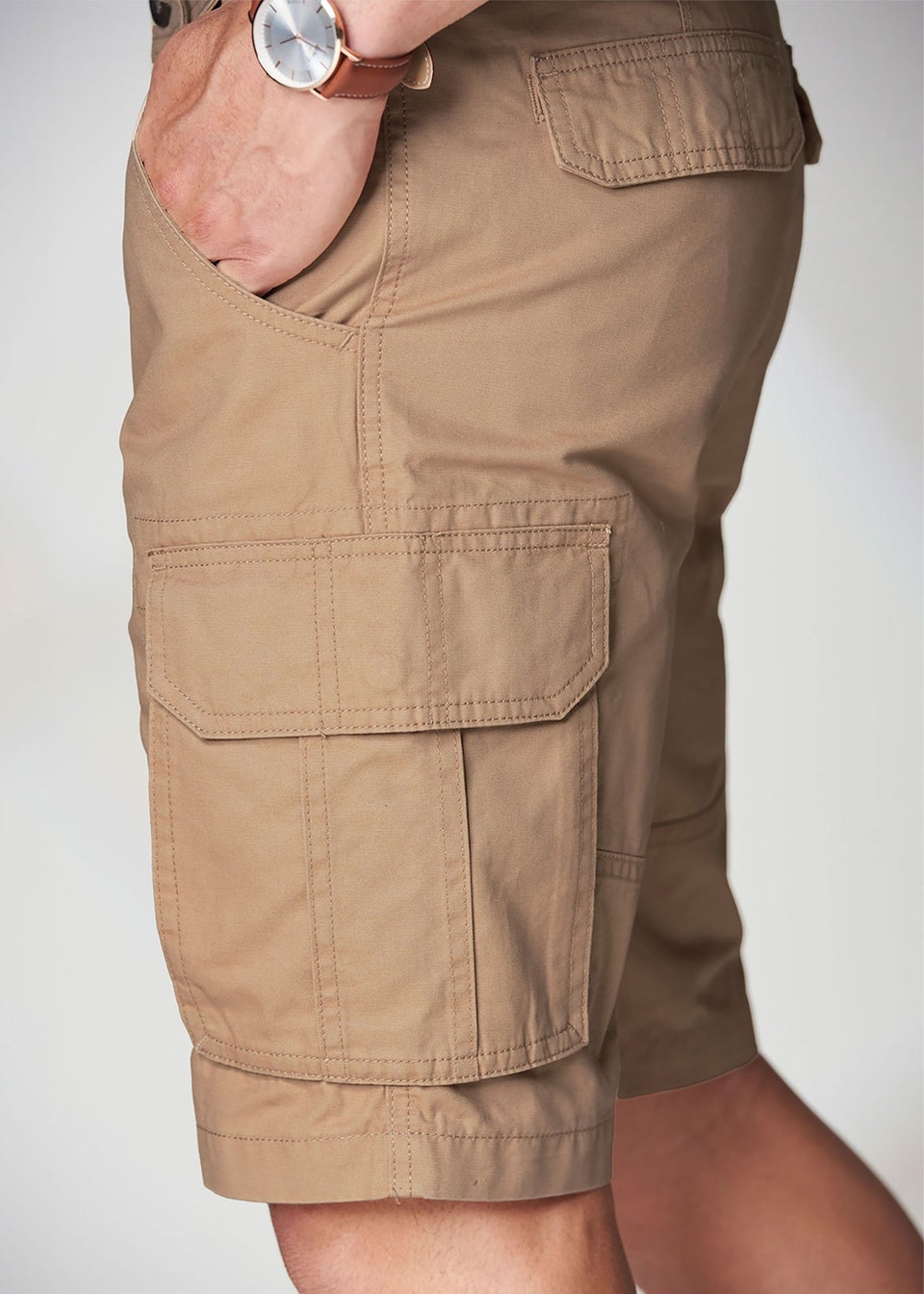 Cotton Traders Light Camel Cotton Cargo Shorts
