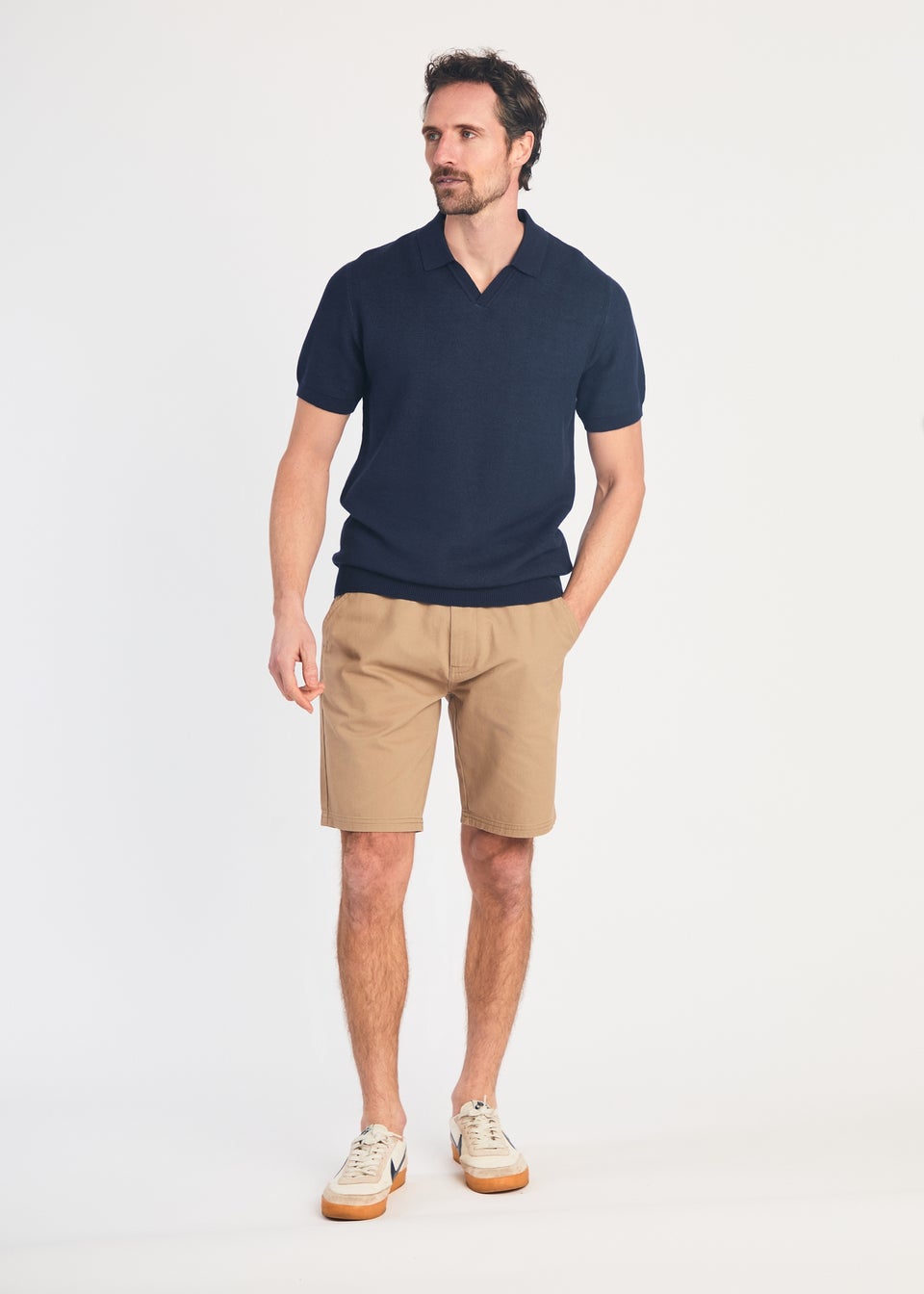 Kensington Eastside Navy Cotton Short Sleeve V-Neck Polo Shirt