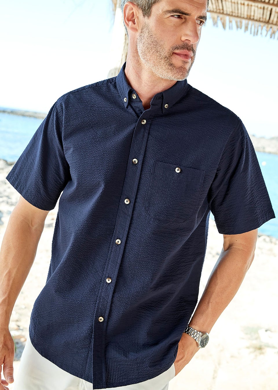 Cotton Traders Dark Sky Ultimate Classic Seersucker Shirt