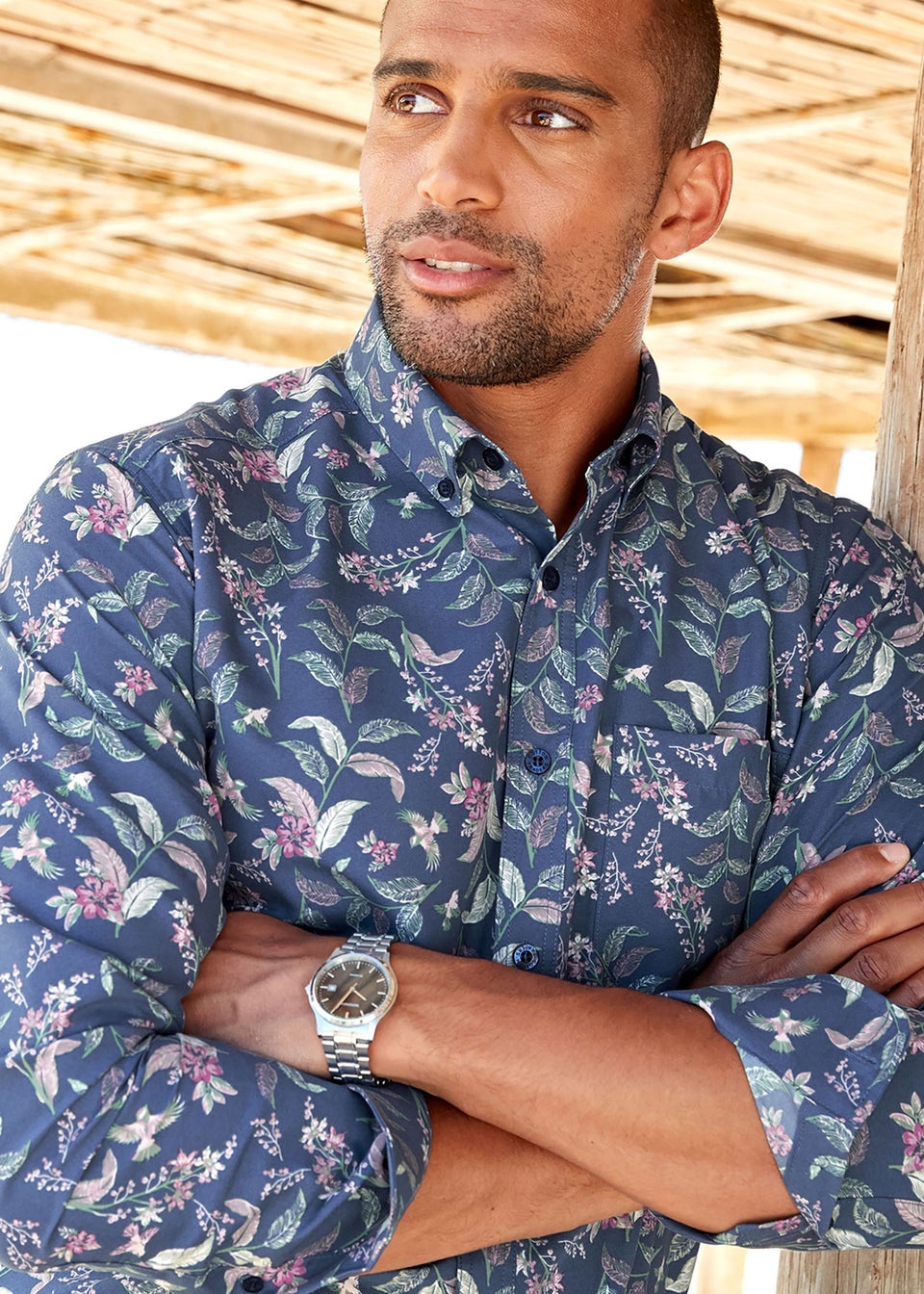 Cotton Traders Dark Sky Long Sleeve Easy-Iron Print Shirt