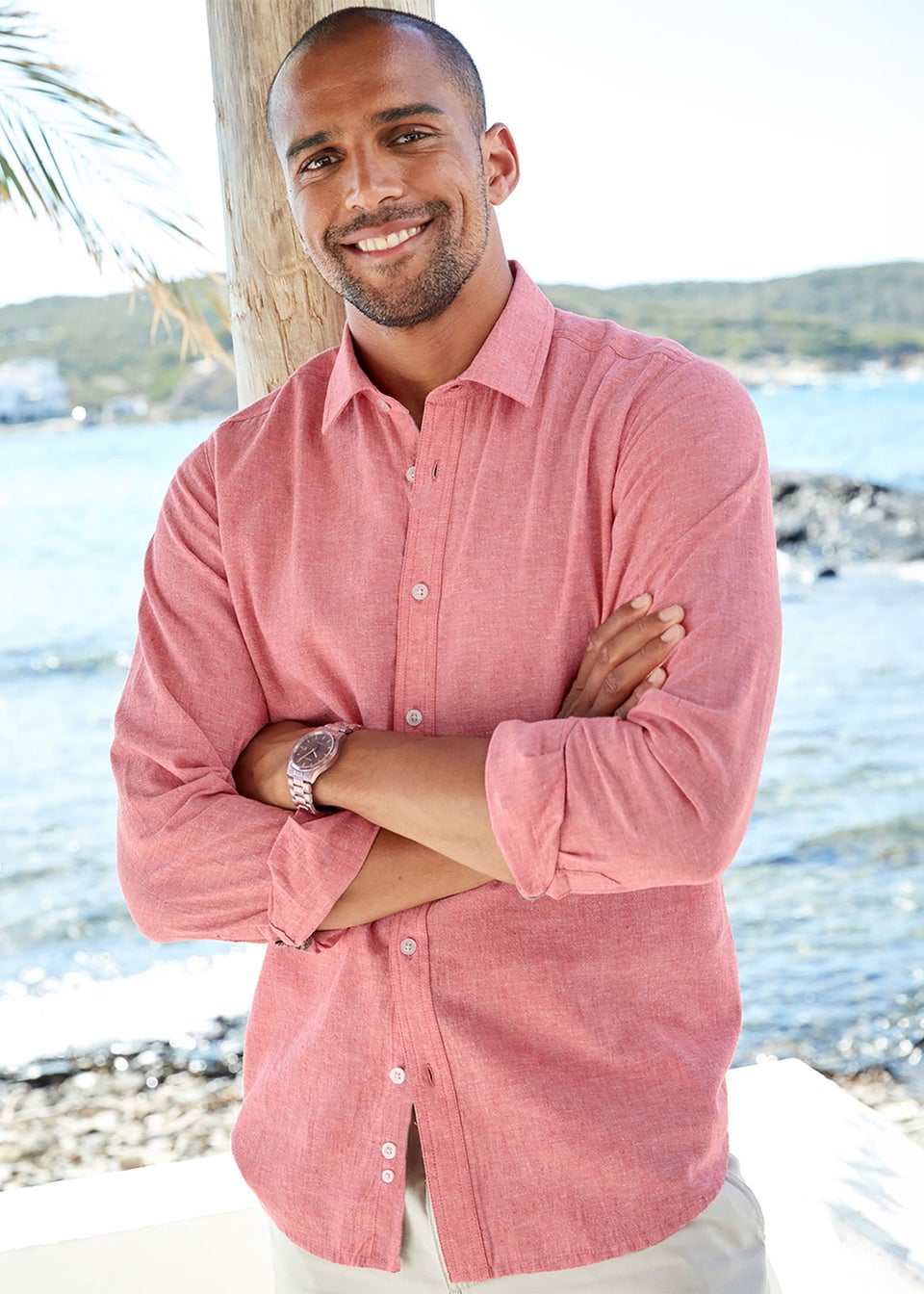 Cotton Traders Peach Long Sleeve Cotton-Rich Shirt