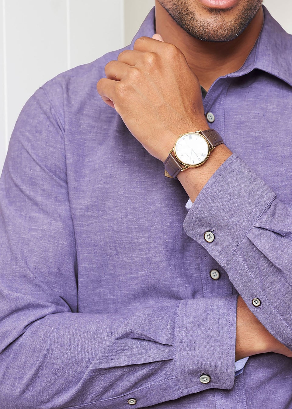 Cotton Traders Dusky Violet Long Sleeve Cotton-Rich Shirt