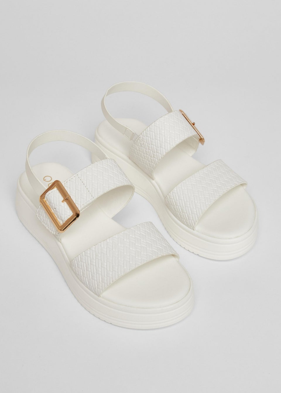 Quiz White Chunky Buckle Sandals