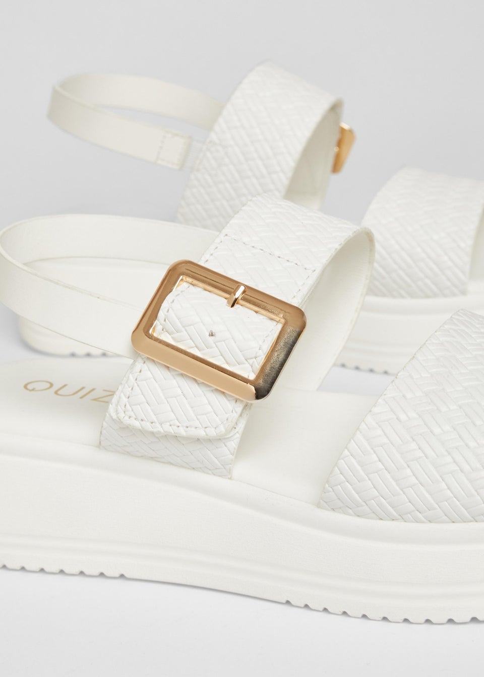 Quiz White Chunky Buckle Sandals