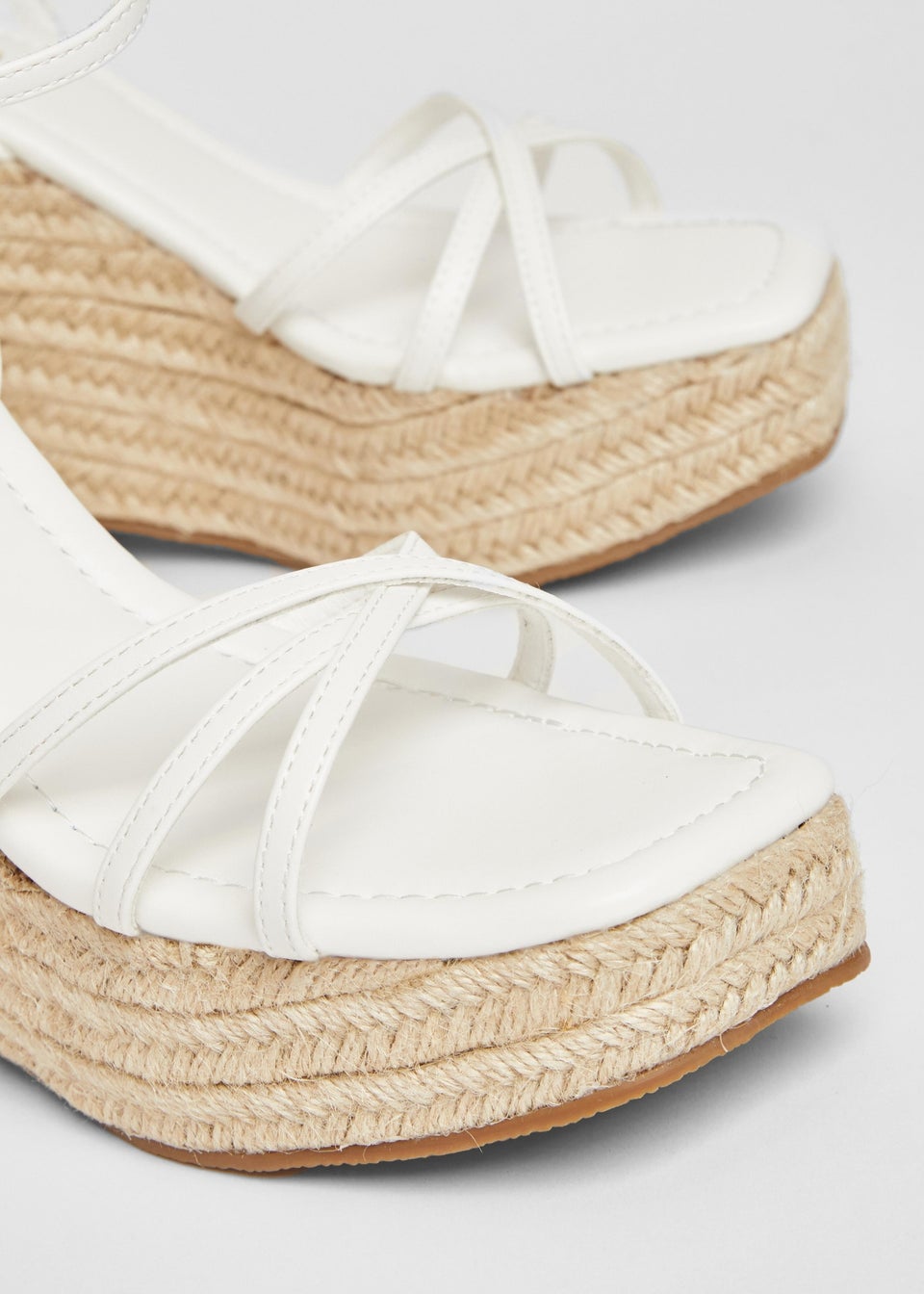 Quiz White Cross Strap High Wedges