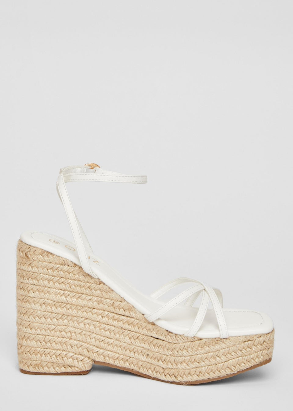 Quiz White Cross Strap High Wedges