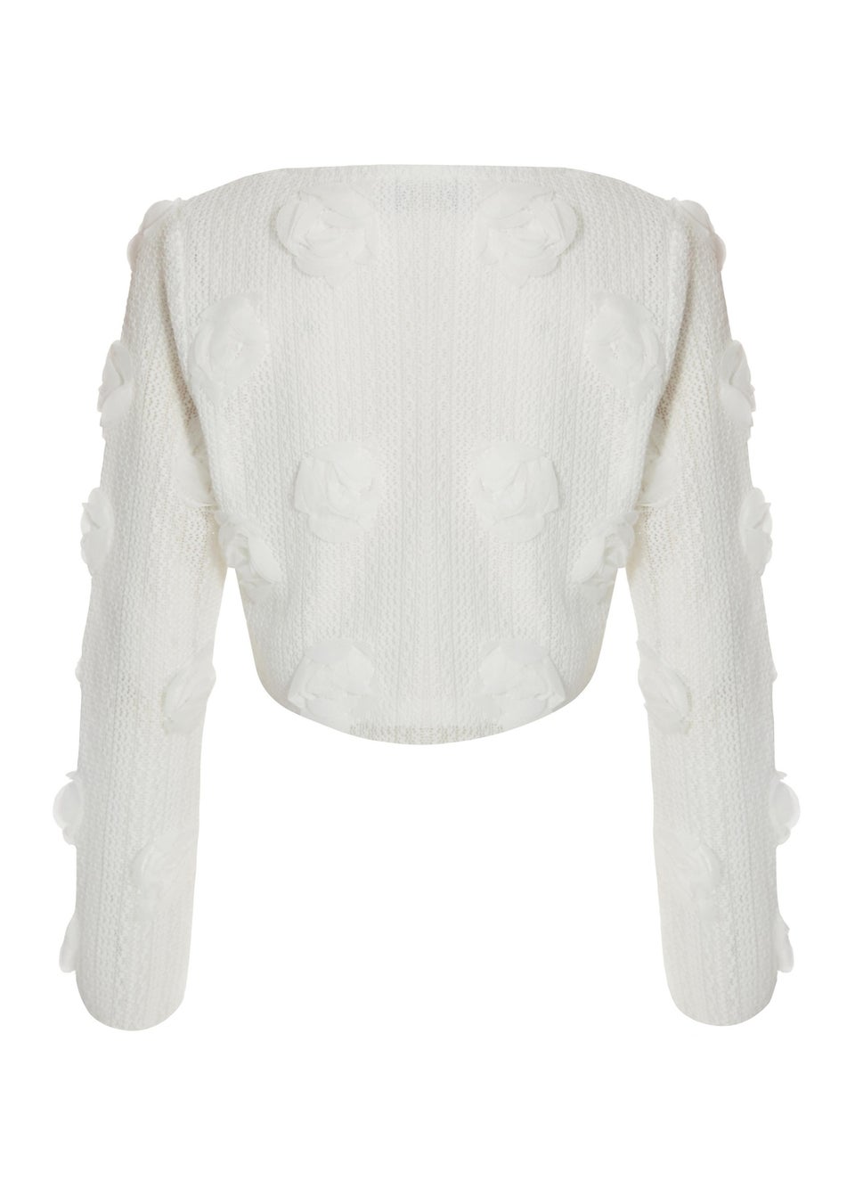 Quiz White Floral Cropped Jacket