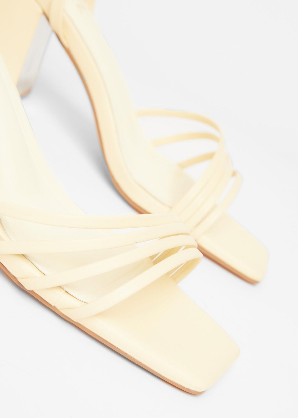 Quiz Yellow Strappy Low Block Heels