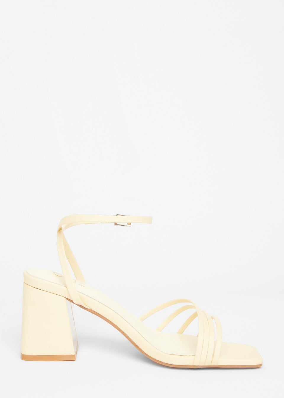 Quiz Yellow Strappy Low Block Heels