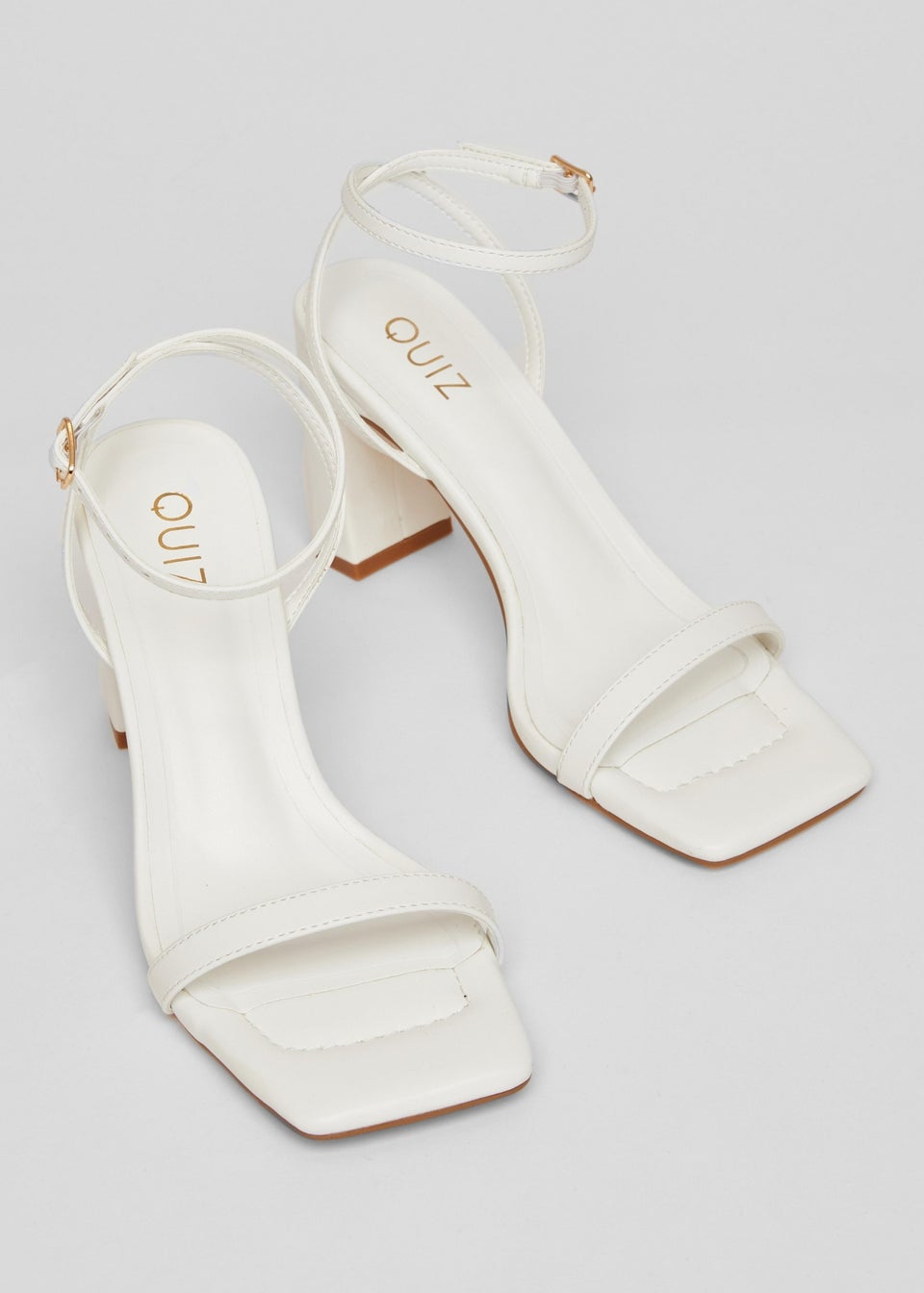 Quiz White Barely There Block Heels