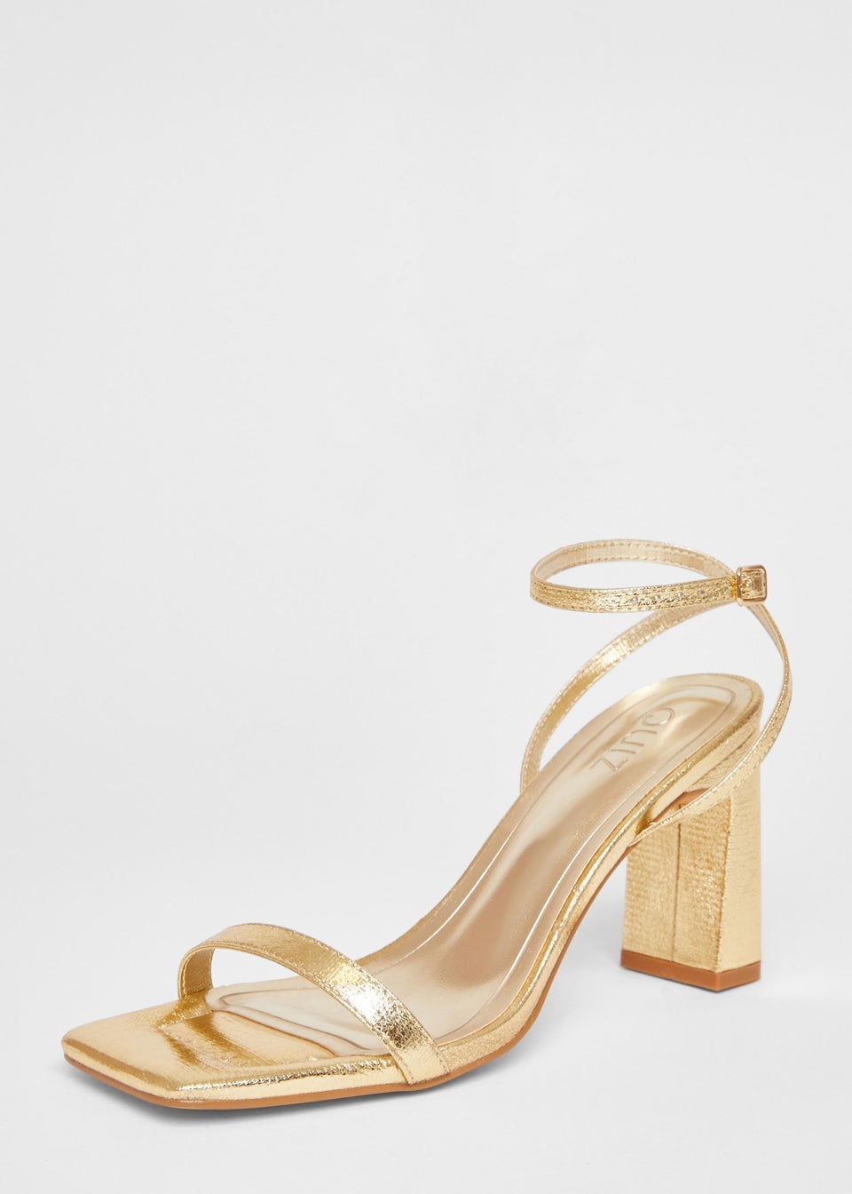 Quiz Gold Barely There Block Heels