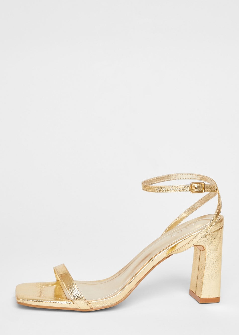 Quiz Gold Barely There Block Heels