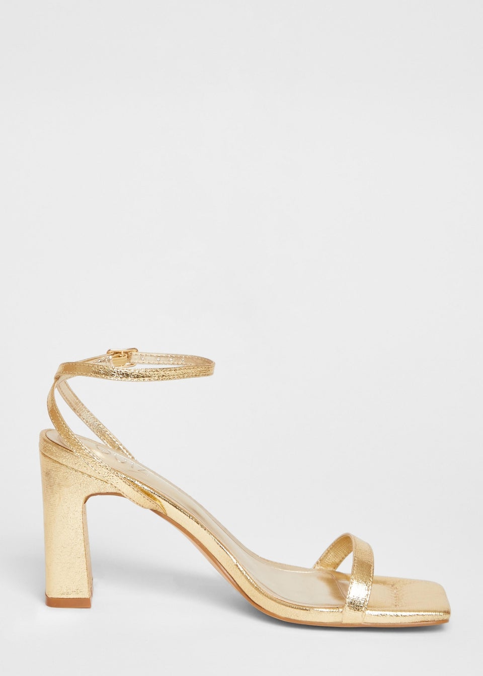 Quiz Gold Barely There Block Heels