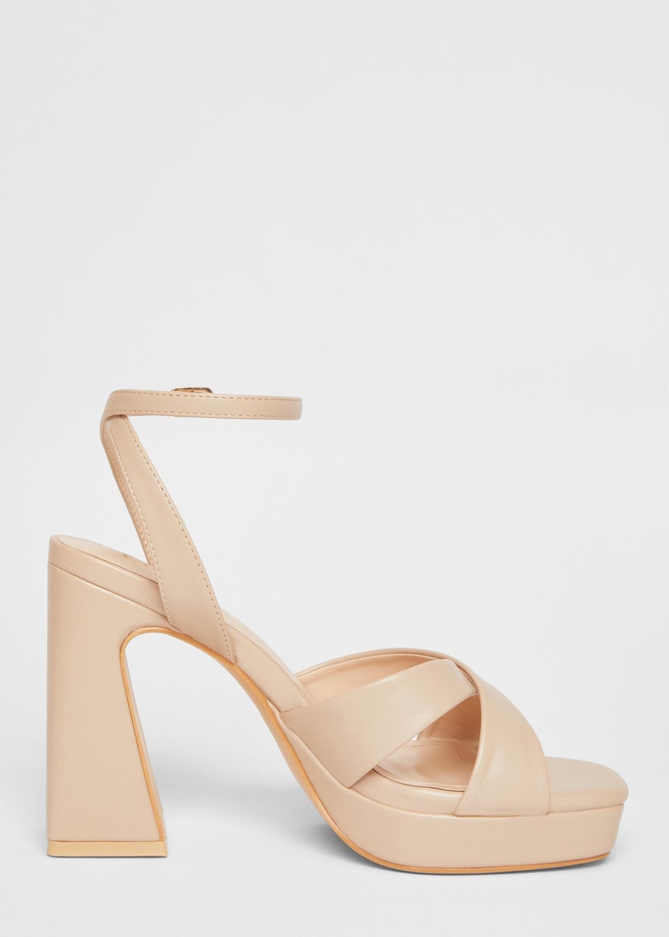 Quiz Natural Cross Strap Platform Heels