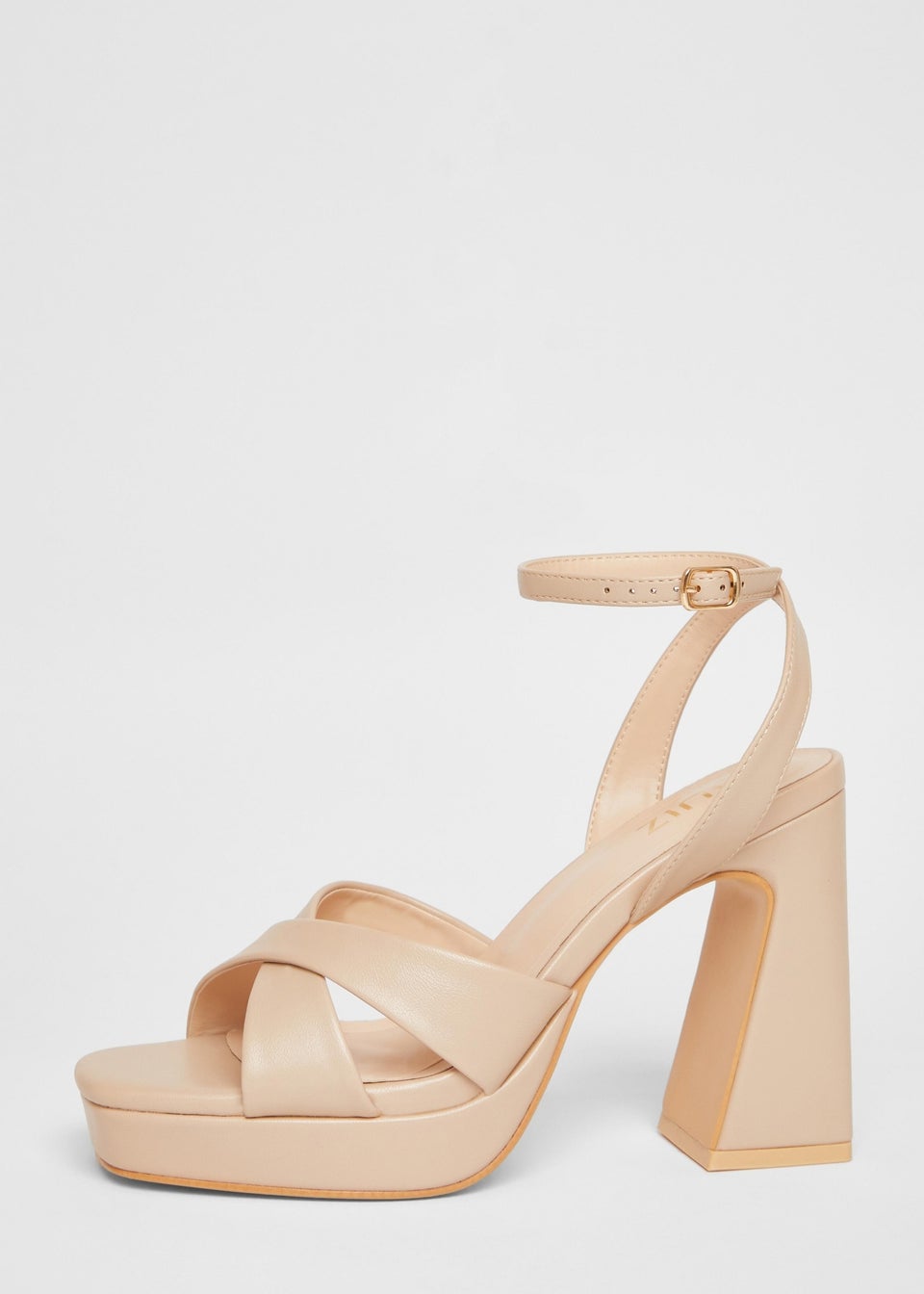 Quiz Natural Cross Strap Platform Heels